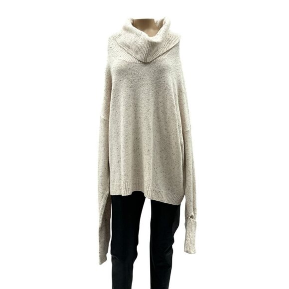 Chelsea 28 Sweater Slouchy Cowl Neck Dolman Sleeve Beige Speckled Women XL - Picture 1 of 10